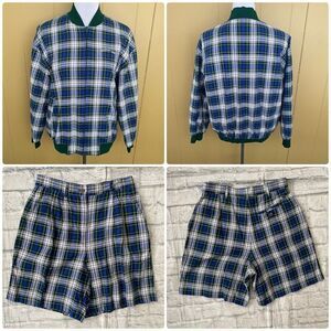 EP Pro golf women M/10 100% cotton plaid shorts and full zip jacket set